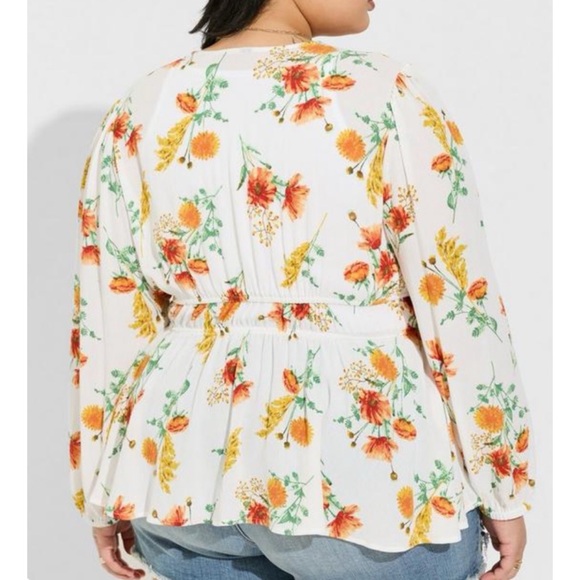 🆕 White Floral Washable Gauze Tie Front Kimono 1 1X 14 16 NWT Torrid New! - Picture 4 of 6